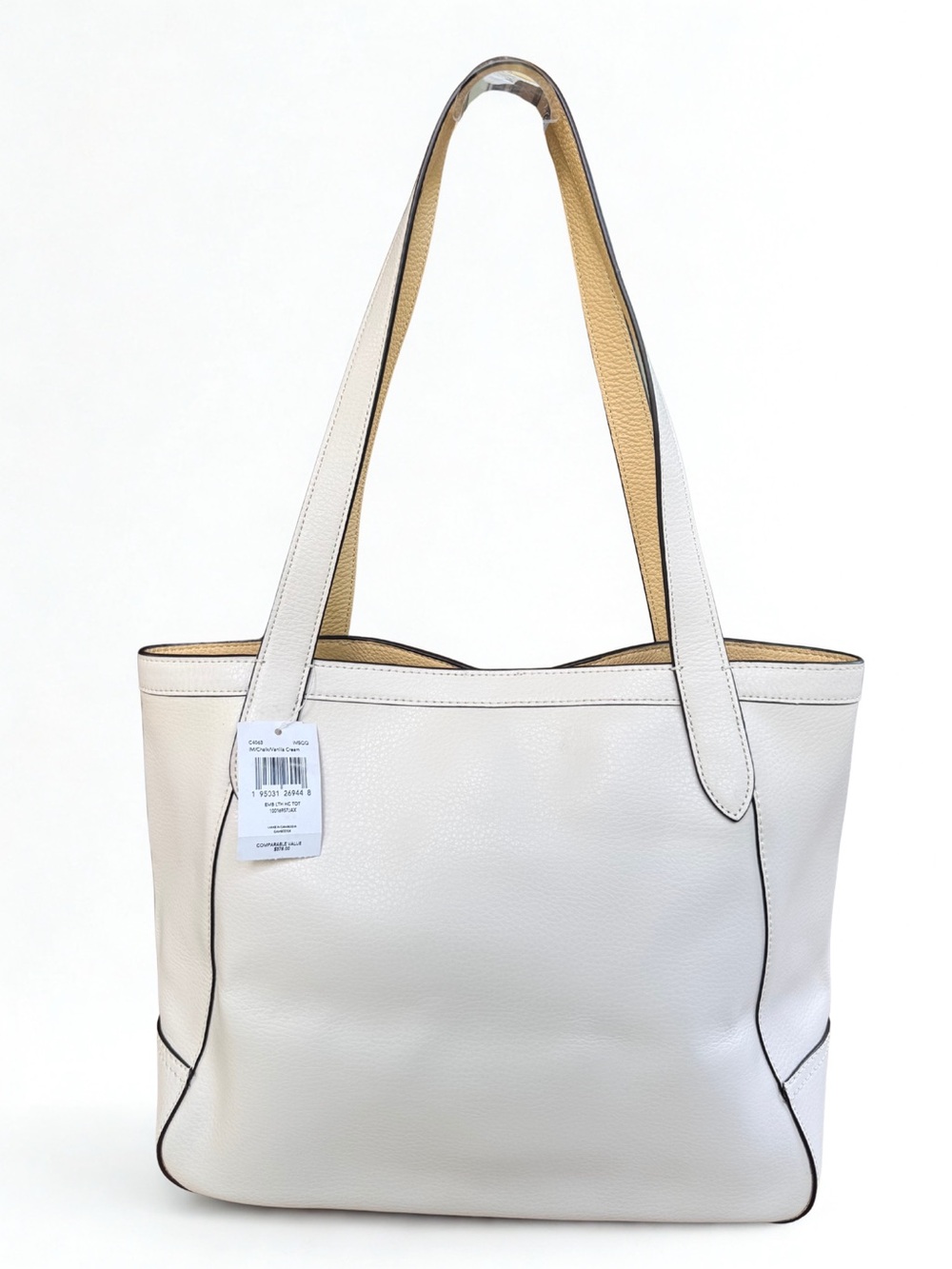 NWT Coach Embossed Horse & Carriage Leather Tote in Chalk/Vanilla Cream - Picture 2 of 8